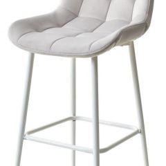 Барный стул ХОФМАН, цвет H-09 Светло-серый, велюр / белый каркас М-City в Перми - perm.mebel24.online | фото