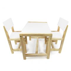 Детский растущий комплект стол и два стула  Я САМ "Лофт" (Белый, Сосна) в Перми - perm.mebel24.online | фото