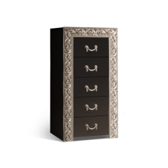 Комод 5 ящиков Узкий Тиффани Premium черная/серебро (ТФКМ-2(П) в Перми - perm.mebel24.online | фото