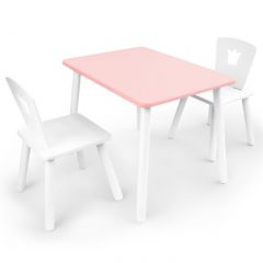 Комплект детской мебели стол и два стула Корона  (Розовый/Белый/Белый) в Перми - perm.mebel24.online | фото