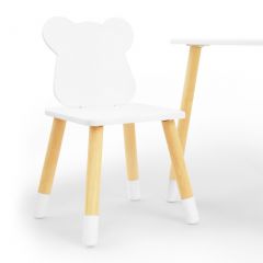 Комплект детской мебели стол и два стула Мишутка (Белый/Белый/Береза) в Перми - perm.mebel24.online | фото