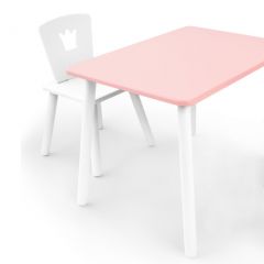 Комплект детской мебели стол и стул Корона (Розовый/Белый/Белый) в Перми - perm.mebel24.online | фото