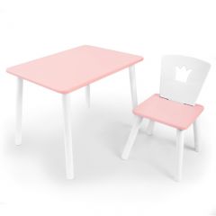 Комплект детской мебели стол и стул Корона (Розовый/Розовый/Белый) в Перми - perm.mebel24.online | фото
