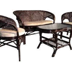 Комплект Пеланги 02/15 с 2-х местным диваном и овальным столом (Темно-коричневый) в Перми - perm.mebel24.online | фото 1