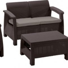 Комплект мебели Корфу сет (Corfu set) коричневый - серо-бежевый * в Перми - perm.mebel24.online | фото