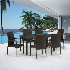 Комплект плетеной мебели T256A/YC379A-W53 Brown (6+1) + подушкина стульях в Перми - perm.mebel24.online | фото