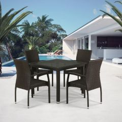 Комплект плетеной мебели T257A/YC379A-W53 Brown (4+1) + подушки на стульях в Перми - perm.mebel24.online | фото 1