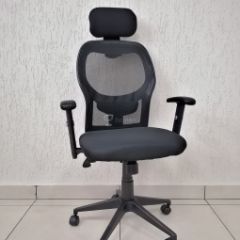 Кресло Barneo K-128 для персонала (черная ткань черная сетка) в Перми - perm.mebel24.online | фото