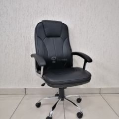 Кресло Barneo K-8 для руководителя (черная экокожа) в Перми - perm.mebel24.online | фото