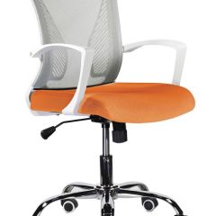 Кресло BRABIX "Wings MG-306", пластик белый, хром, сетка, серое/оранжевое, 532011 в Перми - perm.mebel24.online | фото 1