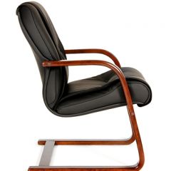 Кресло для посетителя CHAIRMAN  653 V (Кожа) Черное в Перми - perm.mebel24.online | фото 3