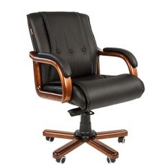 Кресло для руководителя CHAIRMAN  653 М (Кожа) Черное в Перми - perm.mebel24.online | фото