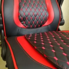 Кресло геймерское Barneo K-37 (черная экокожа красные вставки) в Перми - perm.mebel24.online | фото