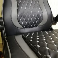 Кресло геймерское Barneo K-37 (черная кожа серые вставки) в Перми - perm.mebel24.online | фото 2
