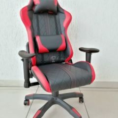 Кресло геймерское Barneo K-52 (черная экокожа красные вставки) в Перми - perm.mebel24.online | фото 1