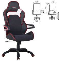 Кресло компьютерное BRABIX Nitro GM-001 (ткань/экокожа) черное, вставки красные (531816) в Перми - perm.mebel24.online | фото 3