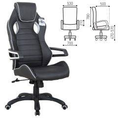 Кресло компьютерное BRABIX Techno Pro GM-003 (экокожа черное/серое, вставки серые) 531814 в Перми - perm.mebel24.online | фото