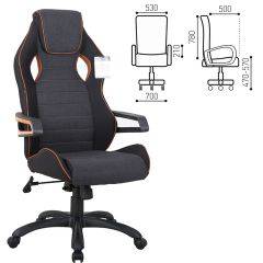 Кресло компьютерное BRABIX Techno Pro GM-003 (ткань черное/серое, вставки оранжевые) 531813 в Перми - perm.mebel24.online | фото 2