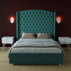 Кровать Берлин ЛЮКС с ПМ 800 (велюр бирюзовый) в Перми - perm.mebel24.online | фото 2
