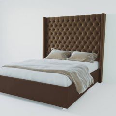 Кровать Версаль ЛЮКС с ПМ 1200 (экокожа коричневая) в Перми - perm.mebel24.online | фото