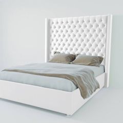 Кровать Версаль ЛЮКС с ПМ 1400 (экокожа белая) в Перми - perm.mebel24.online | фото