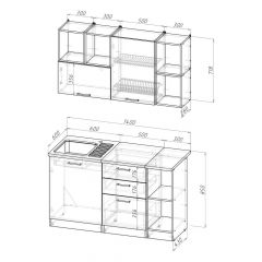 Кухонный гарнитур Ольга медиум 3 1400 мм в Перми - perm.mebel24.online | фото 2