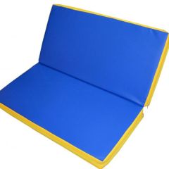 Мат гимнастический 1х1х0,08м складной цв. синий-желтый в Перми - perm.mebel24.online | фото