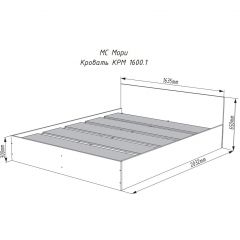 МОРИ КРМ 1600.1/1 Кровать (настил) графит в Перми - perm.mebel24.online | фото 3