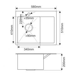 Мойка HD5851L MELANA ProfLine 3,0/200 САТИН врезная прямоугольная с коландером HD5851L в Перми - perm.mebel24.online | фото 2