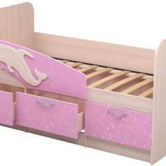 Кровать Дельфин 1,6 (Дуб молочный/фасад - Ламарти розовый) в Перми - perm.mebel24.online | фото 1