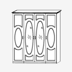 Прованс-2 Шкаф 4-х дверный с 2 зеркалами (Итальянский орех/Груша с платиной черной) в Перми - perm.mebel24.online | фото