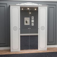 Шкаф 4-х дверный с зеркалами (12.244) Грация (белый/серебро) в Перми - perm.mebel24.online | фото 1