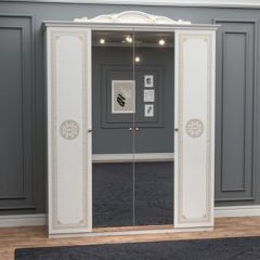 Шкаф 4-х дверный с зеркалами (12.244) Грация (белый/золото) в Перми - perm.mebel24.online | фото 1
