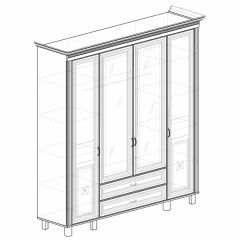 Шкаф для одежды 4-дверный с зеркалом №493 Марлен кремовый белый в Перми - perm.mebel24.online | фото 2