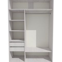 Шкаф-купе 1500 серии SILVER S1+S1+B2+PL2 (2 ящика+1 штанга+1 полка) профиль «Серебро» в Перми - perm.mebel24.online | фото 2
