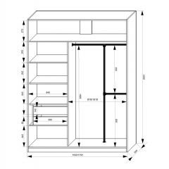 Шкаф-купе 1700 серии NEW CLASSIC K4+K4+B2+PL4 (2 ящика+F обр. штанга) профиль «Капучино» в Перми - perm.mebel24.online | фото 3