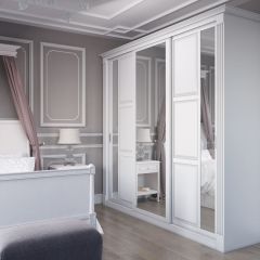Шкаф-купе 2150 серии NEW CLASSIC K6Z+K1+K6+B22+PL2(по 2 ящика лев/прав+1 штанга+1 полка) профиль «Капучино» в Перми - perm.mebel24.online | фото