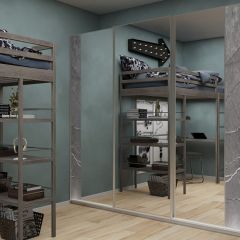 Шкаф-купе 2250 серии SILVER S3+S1+S3Z B22+PL2 (по 2 ящика лев/прав+1штанга+1 полка) профиль «Серебро» в Перми - perm.mebel24.online | фото