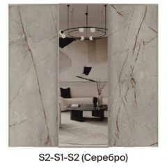 Шкаф-купе 2250 серии SILVER S5+S1+S5 B22+PL2 (по 2 ящика лев/прав+1 штанга+1 полка) профиль «Серебро» в Перми - perm.mebel24.online | фото 6