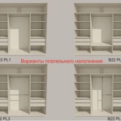 Шкаф-купе 2400 серии SOFT D5+D5+D5+B22+PL4 (по 2 ящика лев/прав+2штанги) профиль «Графит» в Перми - perm.mebel24.online | фото 4