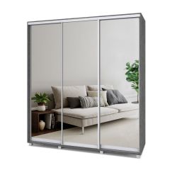 МАРТИН Шкаф-купе с зеркалами Камень темный (2000*450) М403 в Перми - perm.mebel24.online | фото