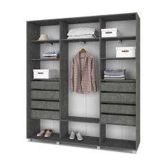 МАРТИН Шкаф-купе с зеркалом Камень темный (2200*450) М422 в Перми - perm.mebel24.online | фото 4