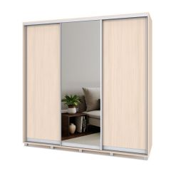 МАРТИН Шкаф-купе с зеркалом Млечный дуб (2200*450) М422 в Перми - perm.mebel24.online | фото