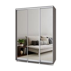 РОЛАНД Шкаф-купе с зеркалами Анкор темный (450*1600) Р463 в Перми - perm.mebel24.online | фото 2