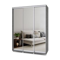 РОЛАНД Шкаф-купе с зеркалами Камень темный (450*1700) Р473 в Перми - perm.mebel24.online | фото