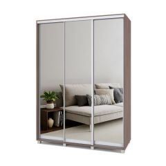 РОЛАНД Шкаф-купе с зеркалами Шимо темный (450*1600) Р463 в Перми - perm.mebel24.online | фото