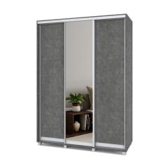РОЛАНД Шкаф-купе с зеркалом Камень темный (450*1600) Р462 в Перми - perm.mebel24.online | фото 2