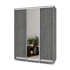 РОЛАНД Шкаф-купе с зеркалом Камень темный (450*1700) Р472 в Перми - perm.mebel24.online | фото