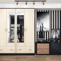 Шкаф Ронда ШК-4 с зеркалом (венге/беленый дуб) в Перми - perm.mebel24.online | фото 3