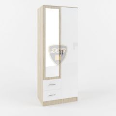 Шкаф 2-х створчатый с зеркалом Софи СШК 800.3 (дуб сонома/белый глянец) в Перми - perm.mebel24.online | фото